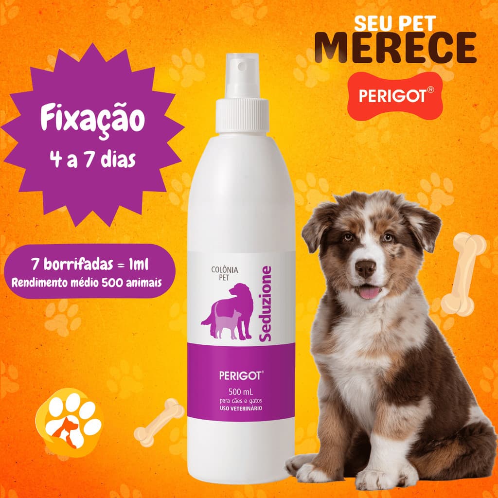 Perfume Colônia Seduzione Profissional Perigot 500ml para Cães e Gatos