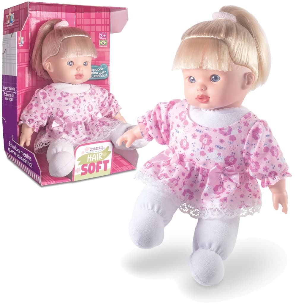 KIt 20 Unidades Boneca Hair Soft Super Macia Menina Bebê - Milk Brinquedos