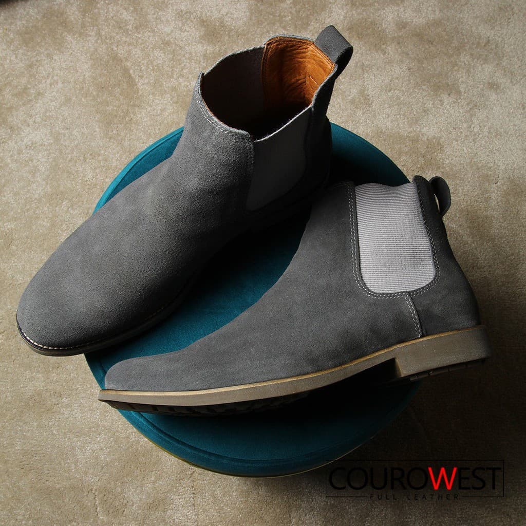 Bota Chelsea Anatômica Camurça Cinza