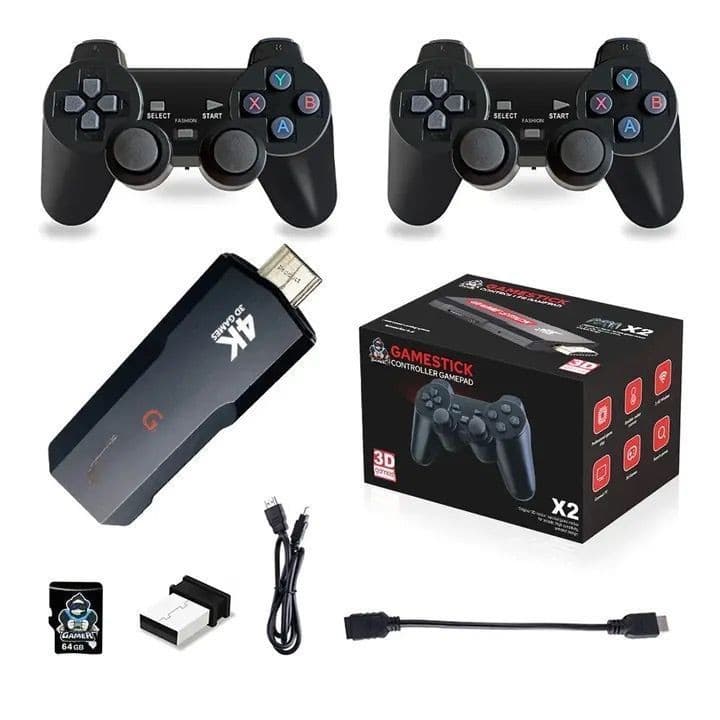 Vídeo Game Stick 30Mil Jogos Console Retrô Antigo Sem Fio 64GB 2 Controles Portátil