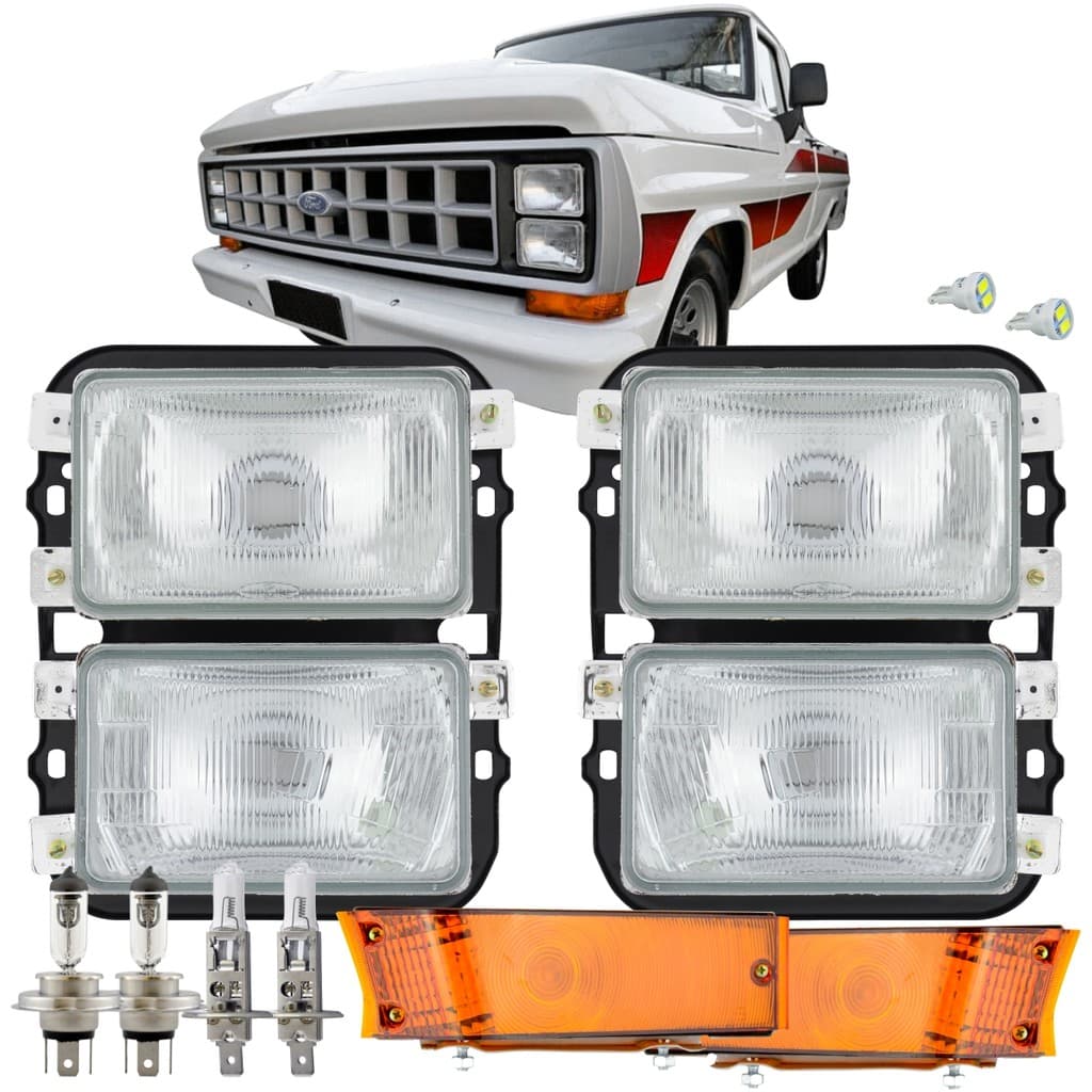 Kit Farol Vidro Seta Ambar F1000 F4000 1985 Á 1991 C/Lampada