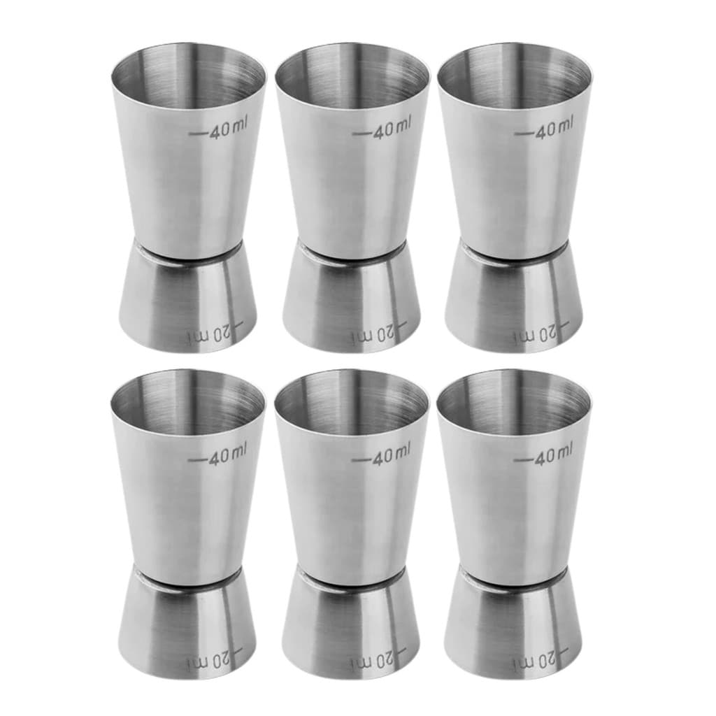 Kit 6 Dosador De Bebidas Medidor Inox Bartender Barmen 40/20ml Bar Restaurante
