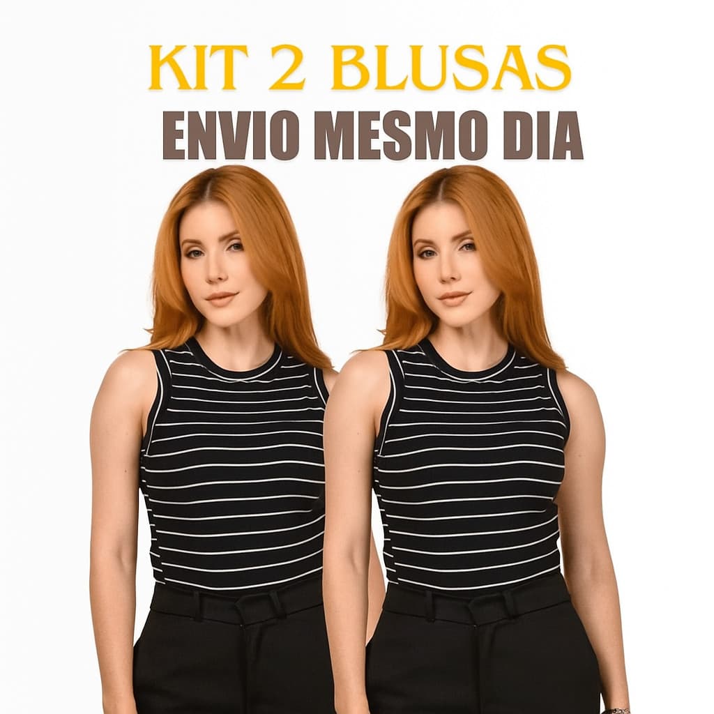 ENVIO MESMO DIA/Regata Listrada Feminina Ribana Camiseta Básica Bicolor