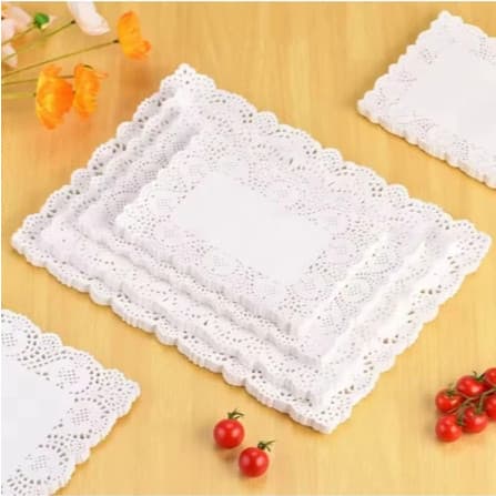 100 Toalha Rendada de Papel Retangular Sousplat Doilies Descartável Convite Casamento Decoração 19x30 cm