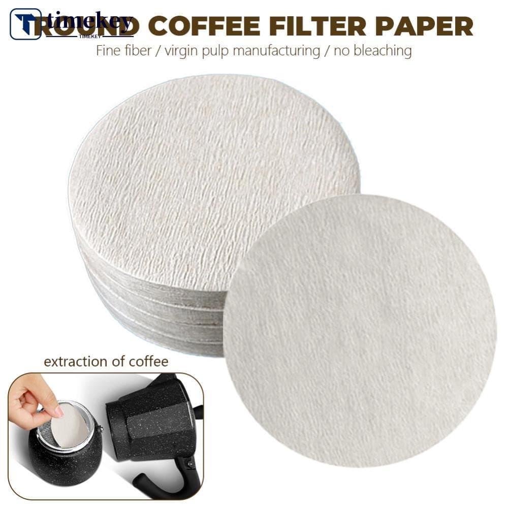 TIMEKEY 100 Pçs Redondo Filtro De Café Papel Espresso Cafeteira Filtros Profissionais Moka Pote Gotejador Ferramenta Coz