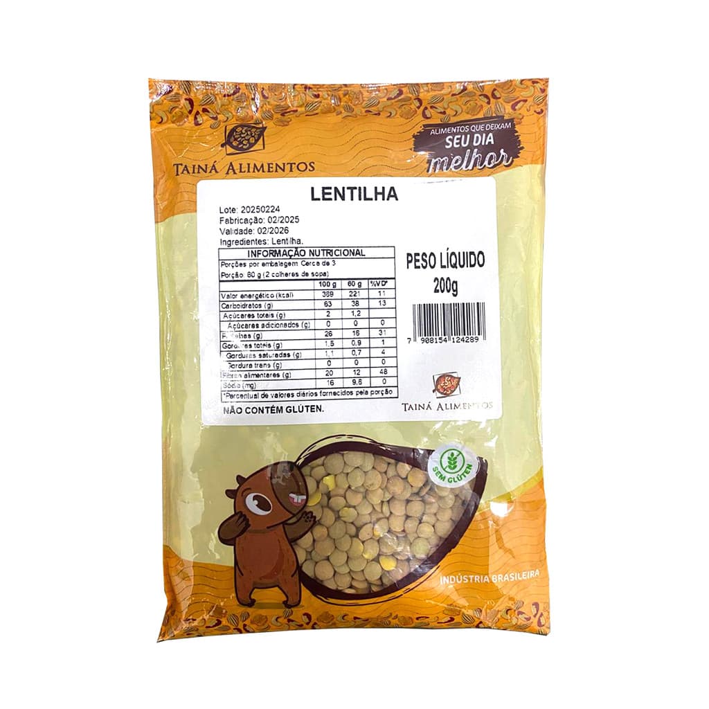 Lentilha Sem Glúten 200g Canadense Tainá Alimentos
