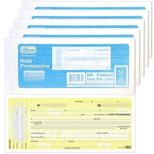 Nota promissoria gde pacote c/ 20 blocos de 50 fls - tilibra