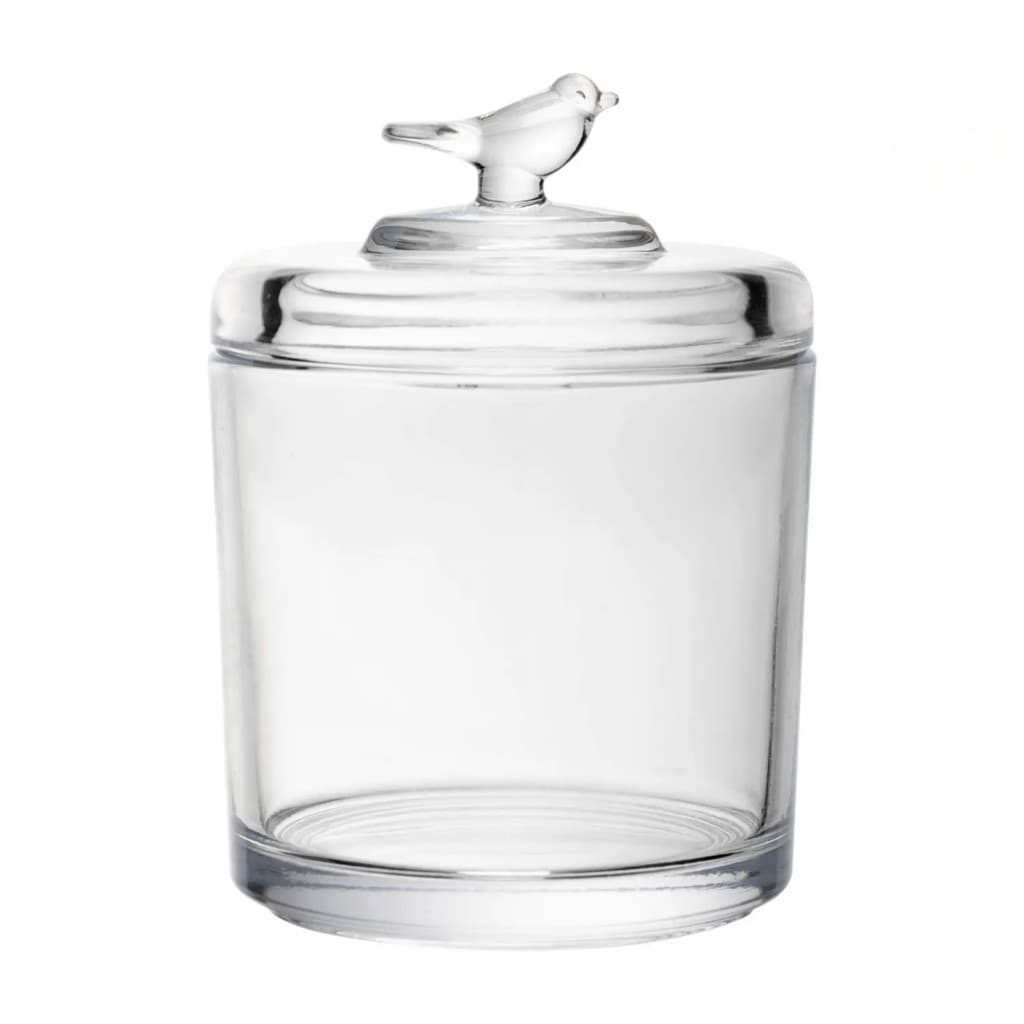 Pote de Cristal Ecológico com Tampa Bird 10,5x10,5x14,5cm