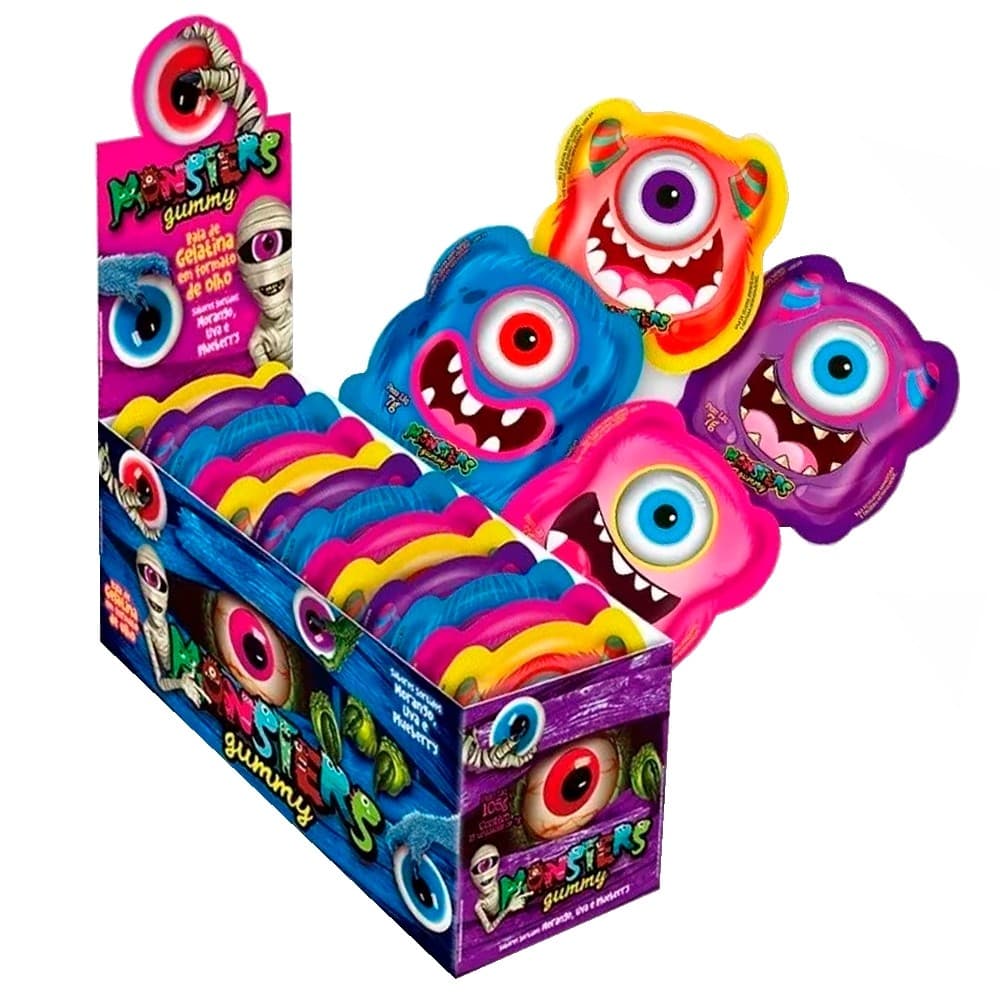 Bala De Gelatina Gummy Monsters Dip Loko Caixa C/15x7g