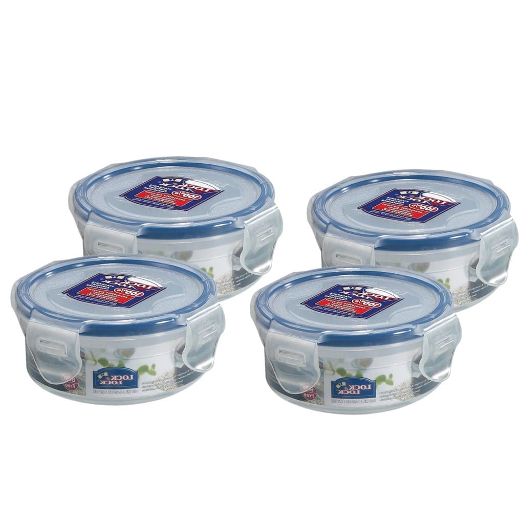 Kit 4 Potes Hermético Tampa 4 Travas Porta Papinha Bebe Lock&lock - 140ml