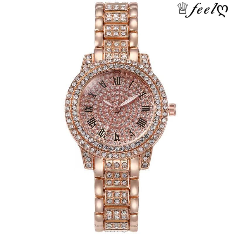 Venda quente moda padrão romano diamante senhoras relógio feminino relógio de quartzo pulseira relógio feminino
