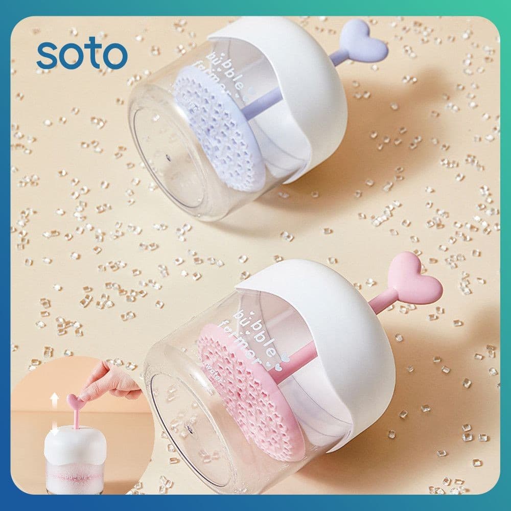 SOTO Limpador Facial Em Formato De Coração Transparente Espumador De Espuma Para Limpeza Facial Dispositivo De