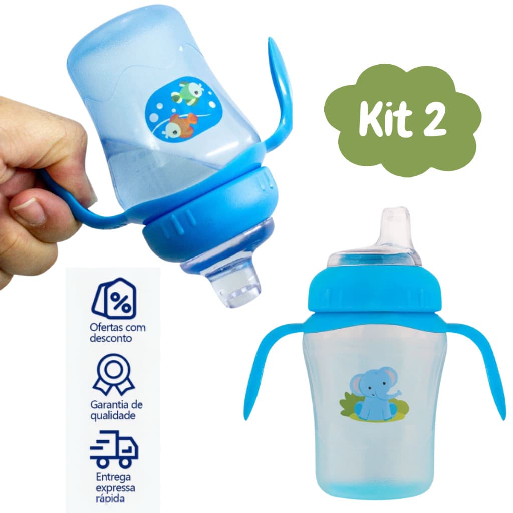 Kit 2 Copos Mundo Macio Anti-Vazamento 240ml Para Bebê