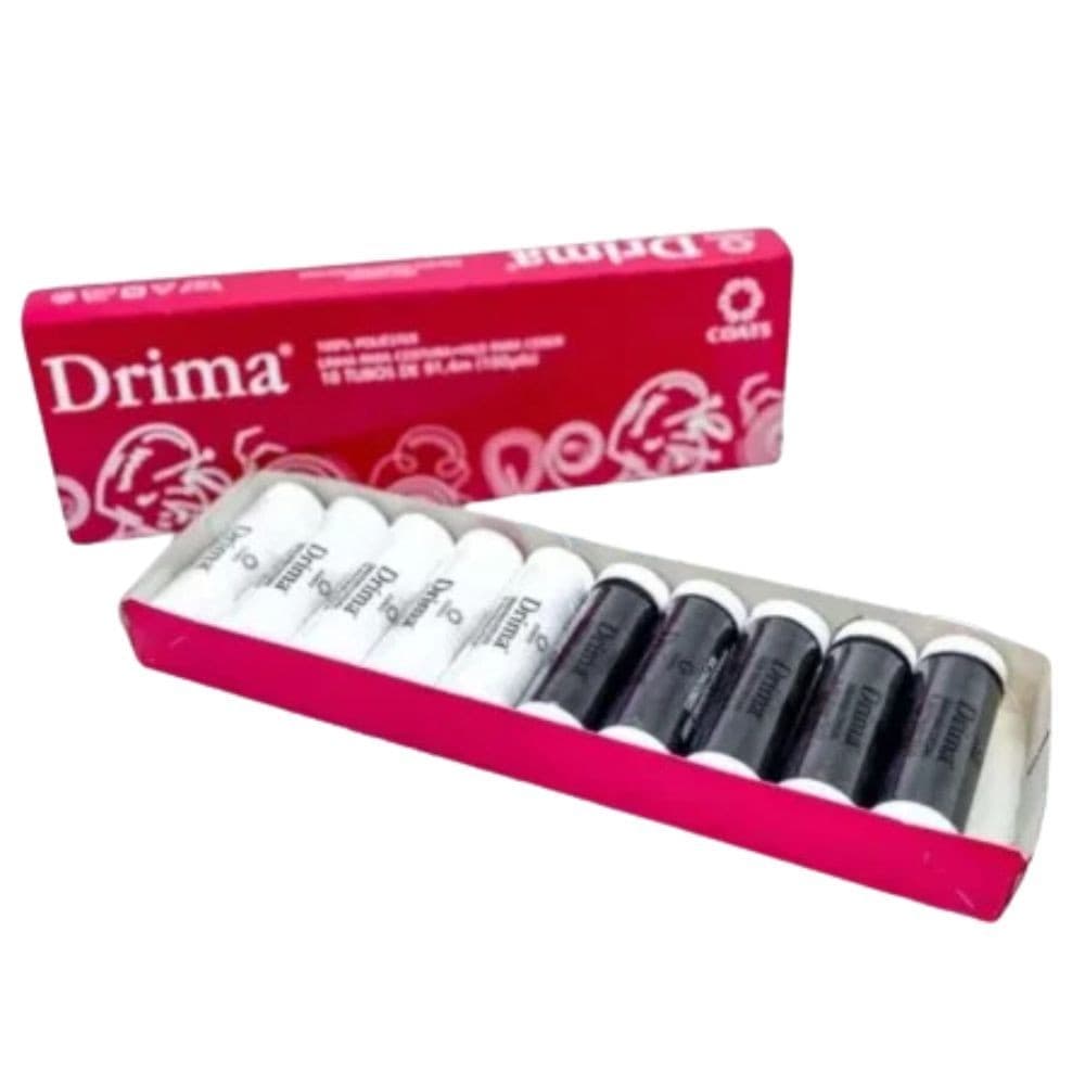 Kit 10 Linhas Fios de Costura Retroz com 100j Preto ou Branco