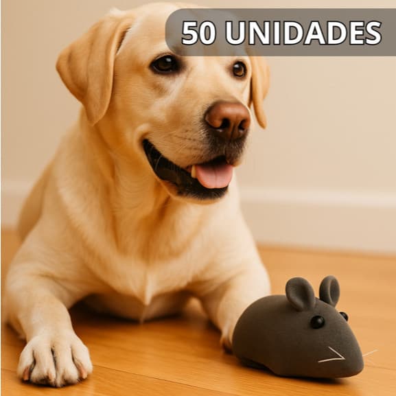 Kit 50 Ratinhos Pets Maleável Apito Sonoro Brinquedo Vinil Interativo Rato Gato Cachorro Diversão