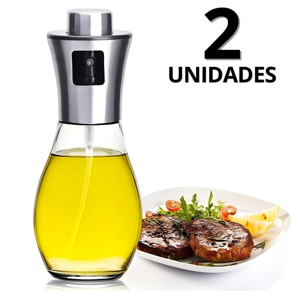 Kit 2 Spray De Azeite Borrifador Pulverizador Porta Vinagre Vidro 180ML Cozinha Tempero Galheteiro