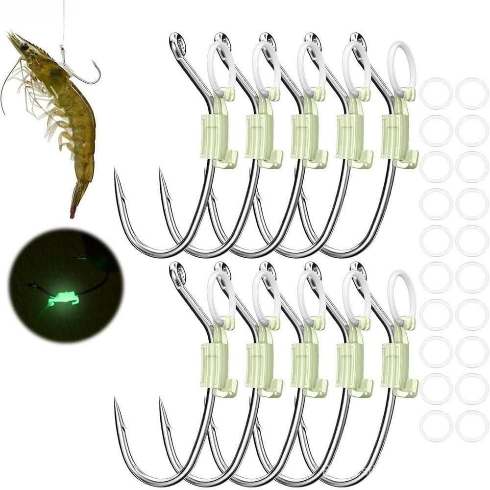 BEBETTFORM 5/10/20Pcs Ganchos Luminosos De Camarão Vivo , Afiados Farpados Sem Desengate Conjunto De Suporte Fixo De Isc