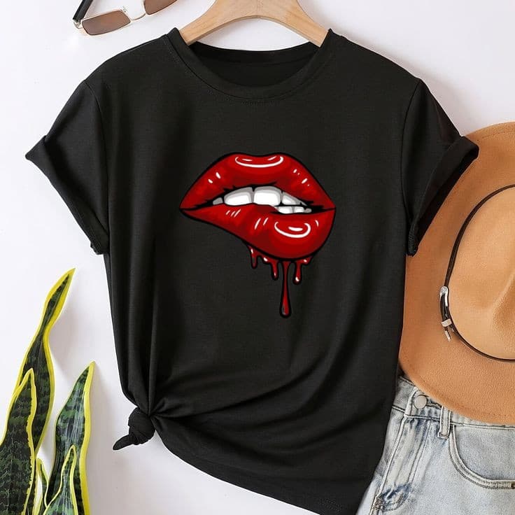 camisa feminina BOCA VERMELHA(100%algodão)