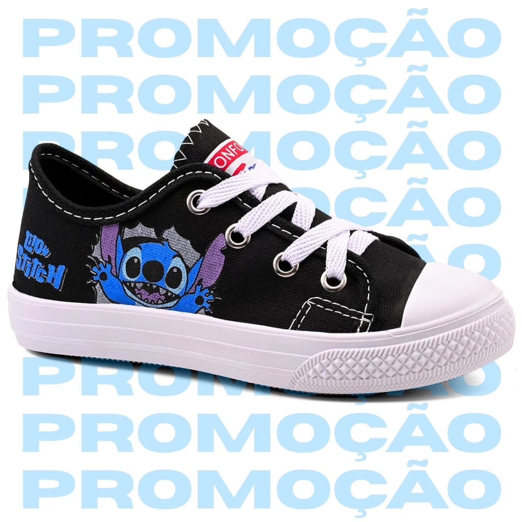 Tênis Infantil Stitch Menina Menino Confortável Escolar Casual Leve Macio