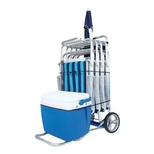 Carrinho De Praia Aluminio P/5 Cadeiras Cooler C/avanço - Mor