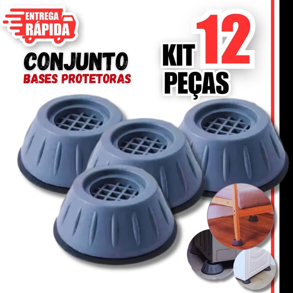 12 Base Protetora, Pés Máquina Lavar Fogão Geladeira Móveis Almofada Anti Vibração Suporte Base Top House Premium