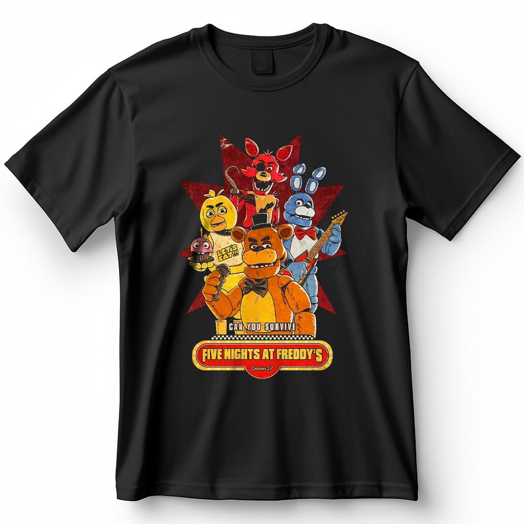 Camiseta Unissex Five Nights at Freddy’s Animatronic Jogos Filme Camisa 100% Algodão Adulto ao Plus Size Moda Fashion