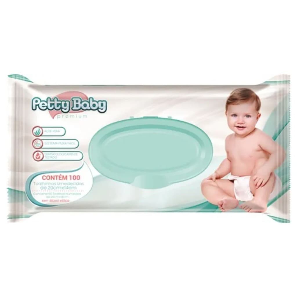 Toalhas Umedecidas Petty Baby Premium 100 Unidades