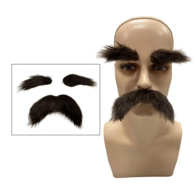Disfarce  Sobrancelha com Bigode Fantasia Cosplay Diversão Brincadeira Risadas
