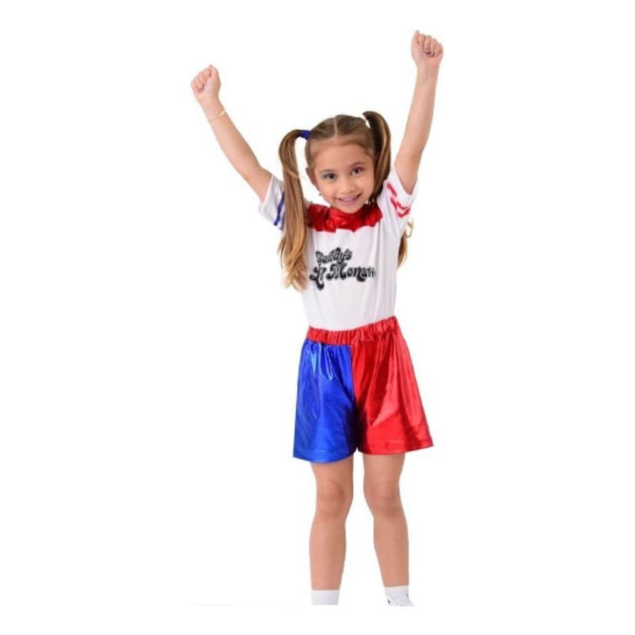 Fantasia Arlequina Infantil Roupa Esquadrão Harley Quinn Luxo