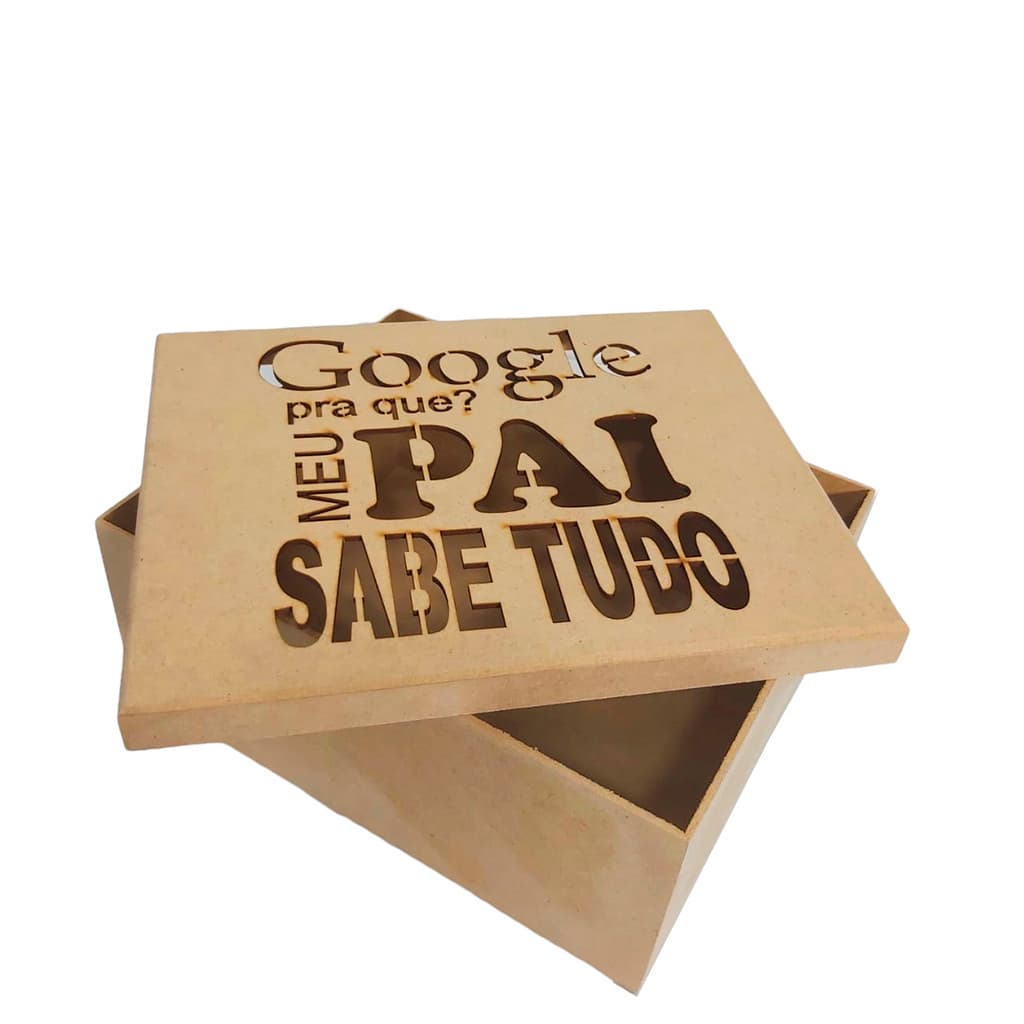 Caixa Presente Dia Dos Pais MDF Cru Personalizada Google 25x20