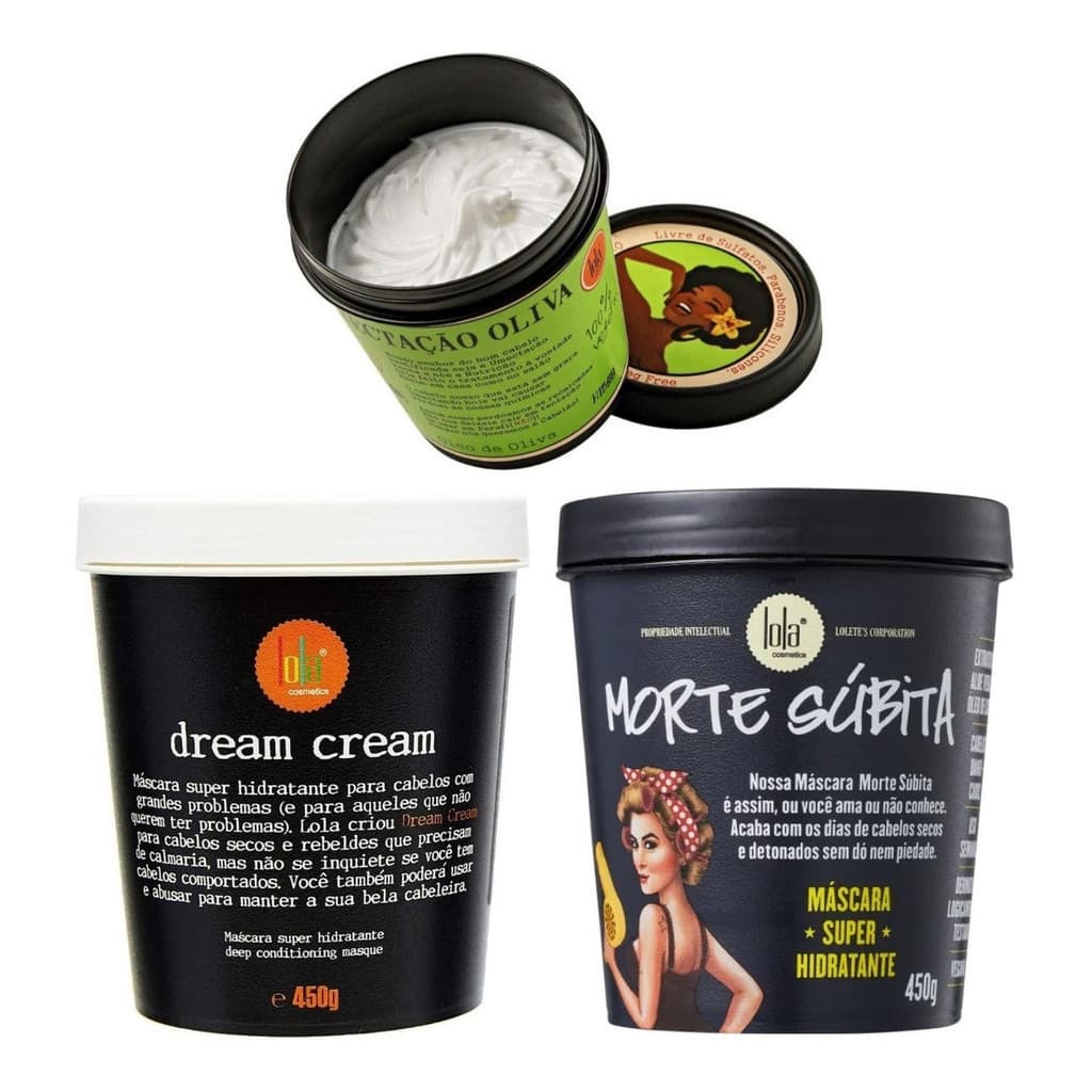 Kit Lola Dream Cream 450g & Morte Súbita 450g & Umectação Oliva 450g