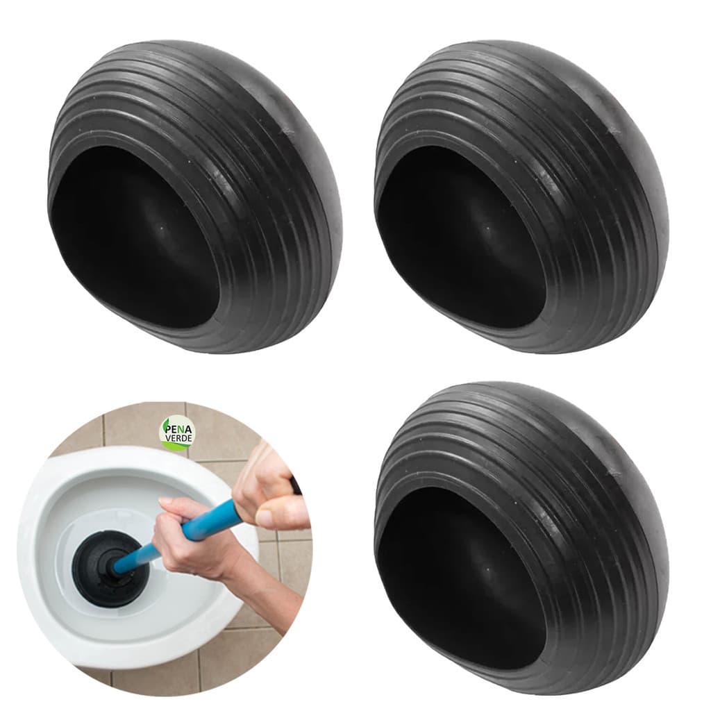 Kit 3 Unidades Desentupidor de WC SEM CABO para Vaso Sanitário De Rosca Borracha Por Sucção Para Banheiro Ralo