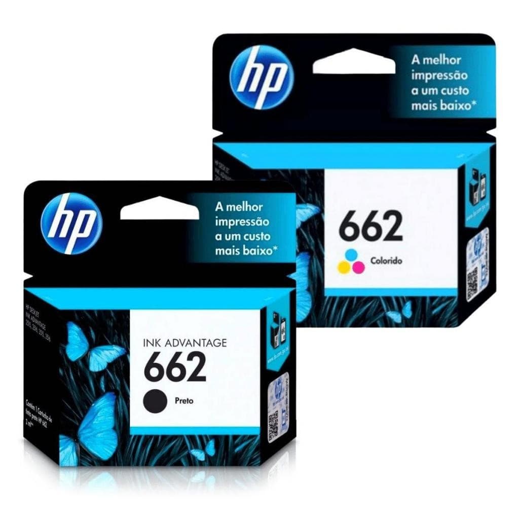 Kit Cartucho Hp 662 Preto CZ103AB + Cartucho Hp 662 Colorido CZ104AB - Original
