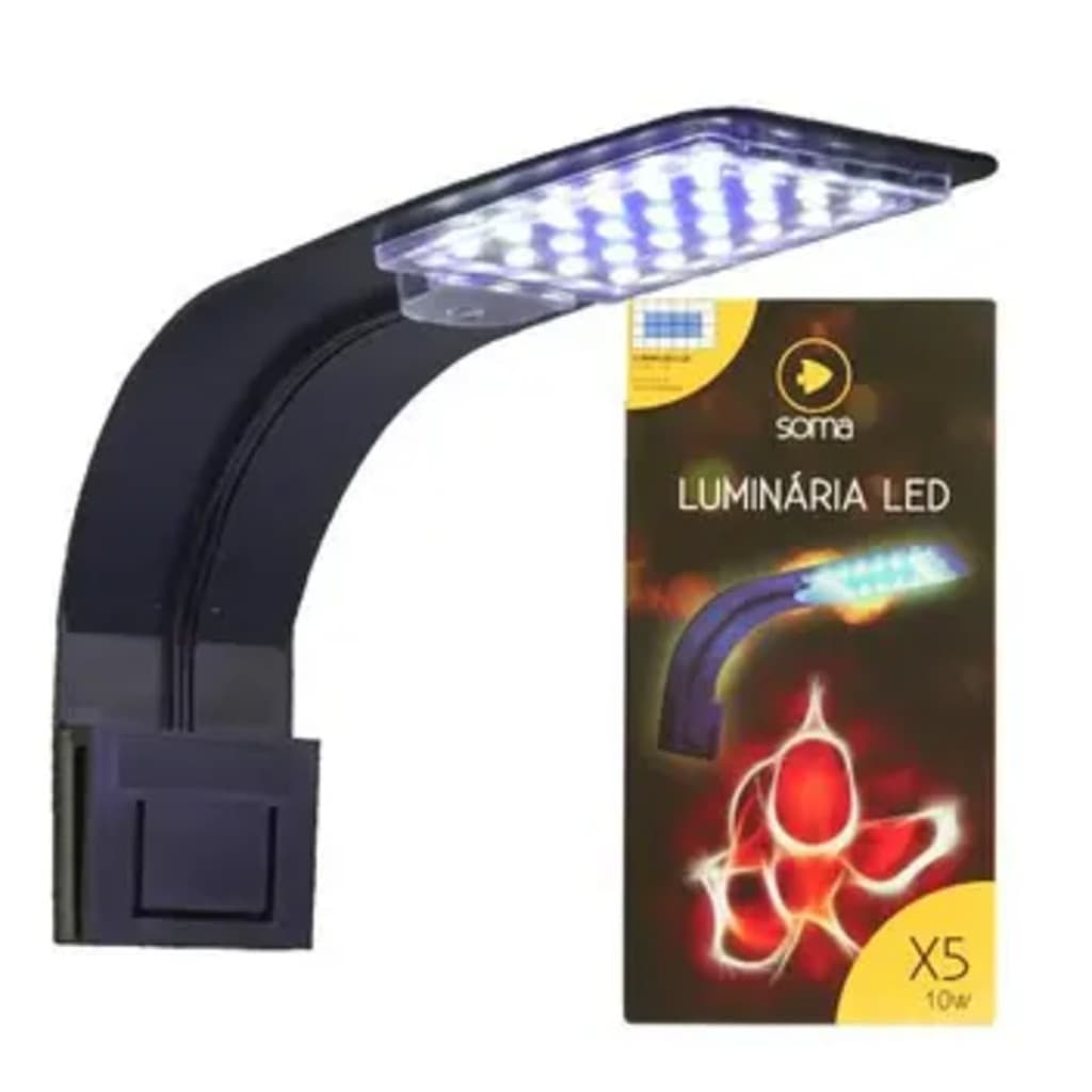 LUMINARIA LED SOMA X5 PRETA (10W) LED BRANCO/AZUL 127V