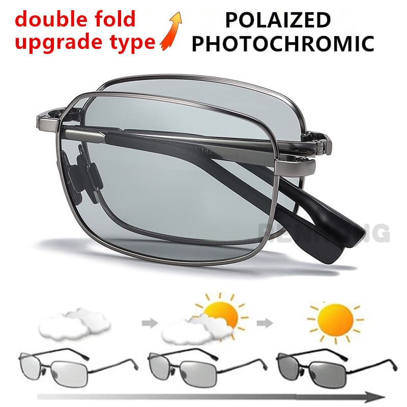 Óculos De Sol Fotocromáticos Dobráveis , Masculinos Para Esportes Ao Ar Livre , Luz Polarizada De Verão Ciclismo