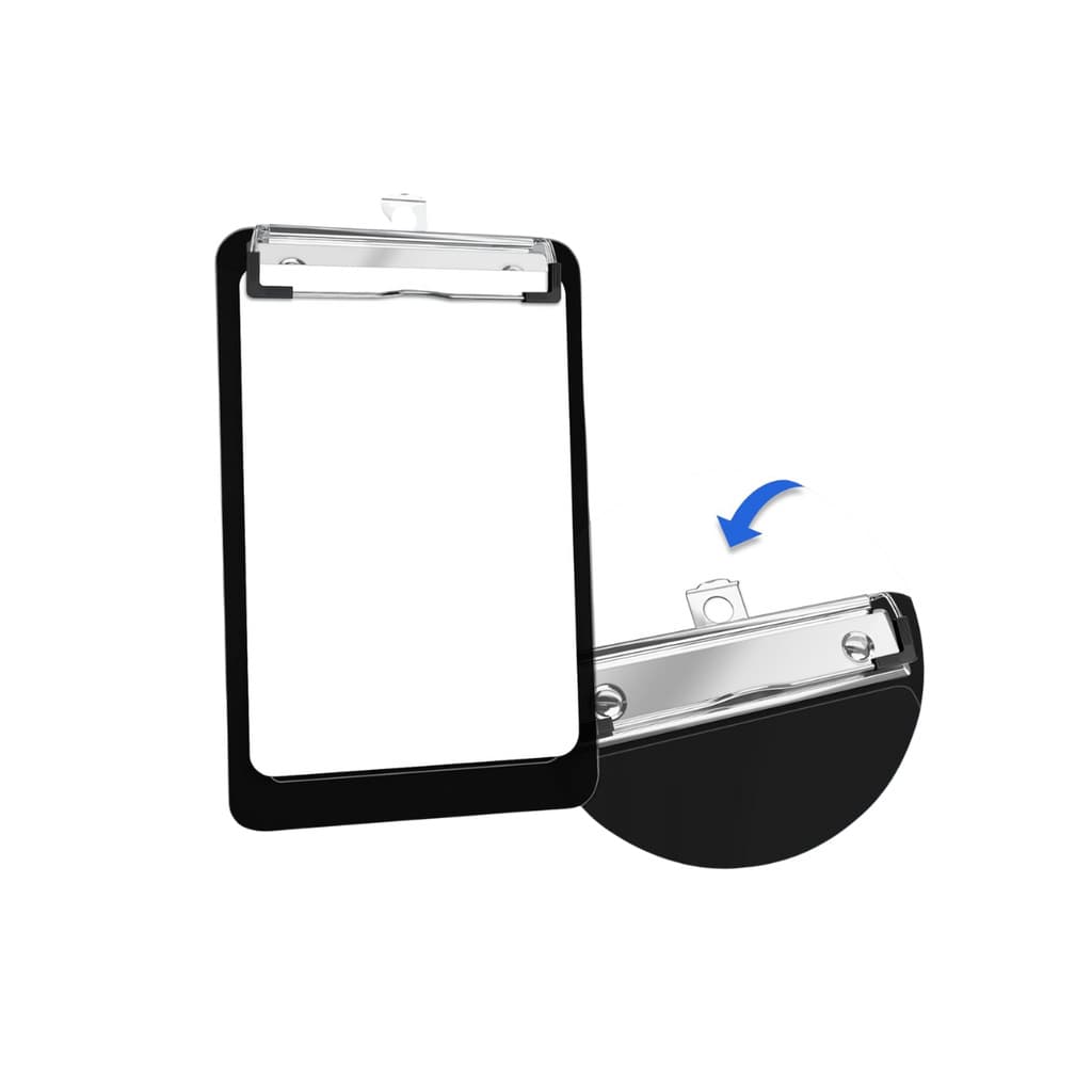 Mini Prancheta 12 cm X 18,5cm e bloco de 50 fl - Cabem em bolsos e bolsas Acrimet 155 Preto