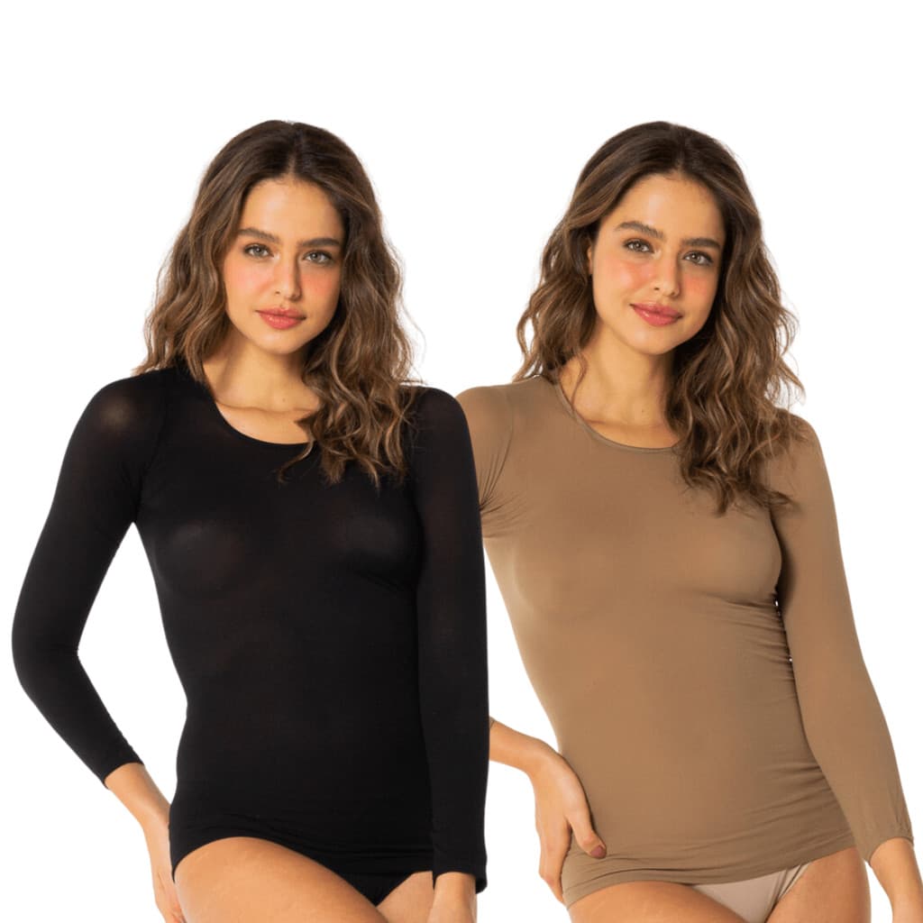 Kit 2 Blusa Manga Longa Segunda Pele Clássica Fio 40 - Trifil C06311