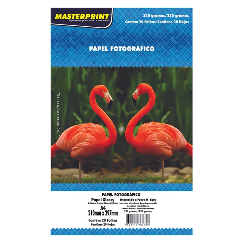 Papel Fotografico 230g Inkjet A4 Glossy À Prova D´água 20 Folhas