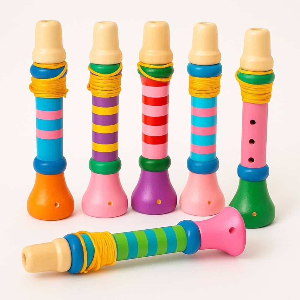 Trompete Infantil Colorido Instrumento Musical Madeira 18cm