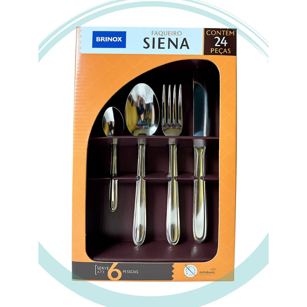 Faqueiro Brinox Siena 24 Peças Aço Inoxidável Jogo De Talheres