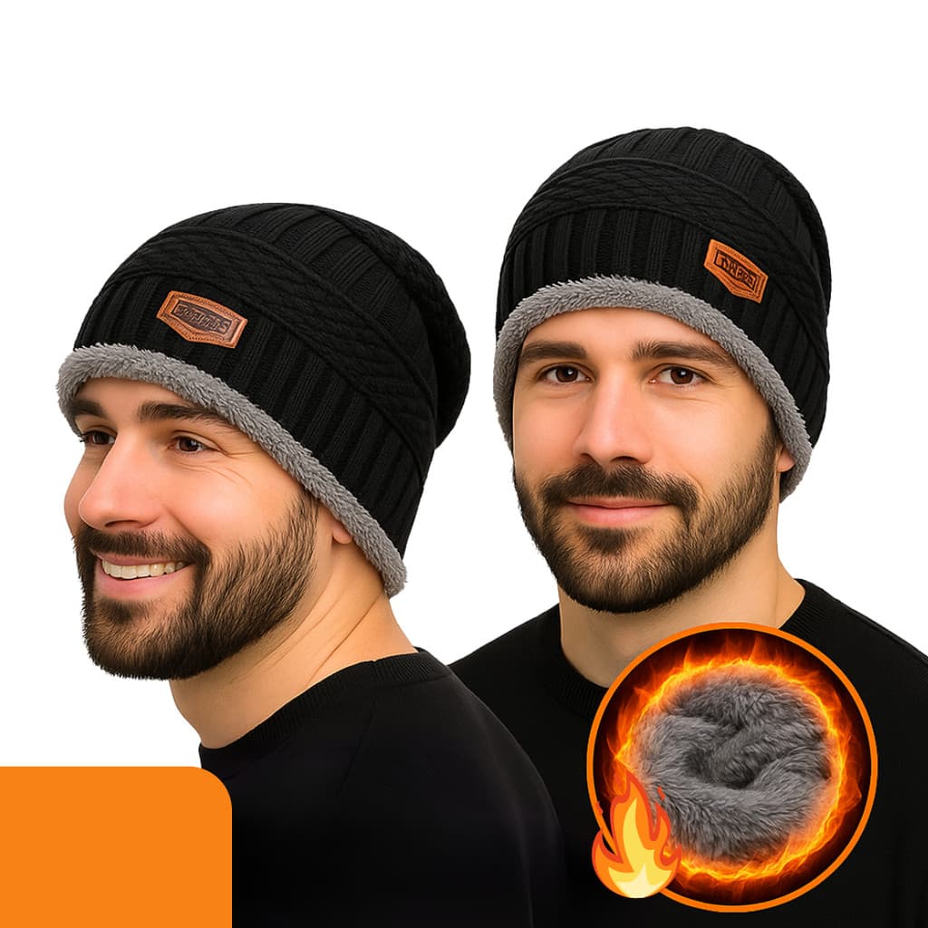 Kit 2 Touca Frio Preta Forrada Lã Quente Masculino Inverno