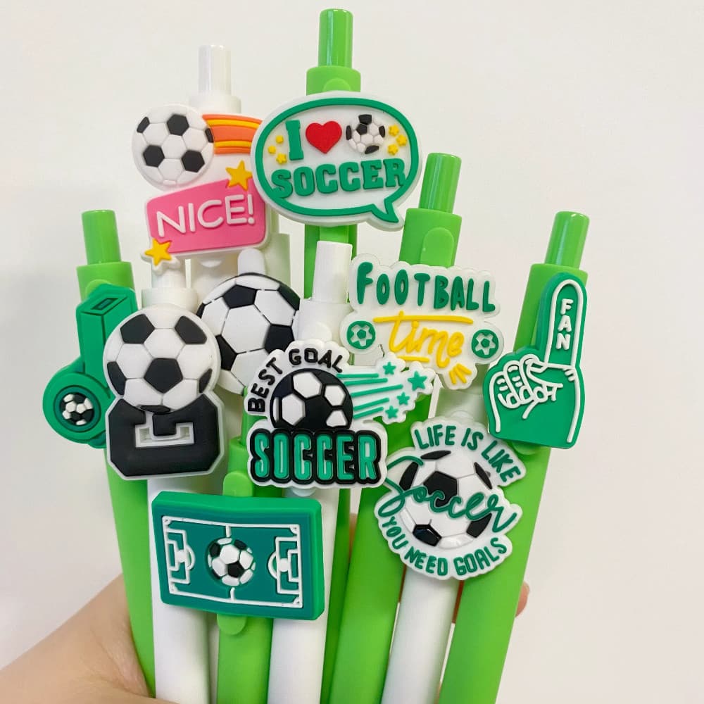 10 Pçs Canetas De Gel Esportivas Futebol Tinta Preta Para Favores De Festa Artigos De Papelaria Material Escolar