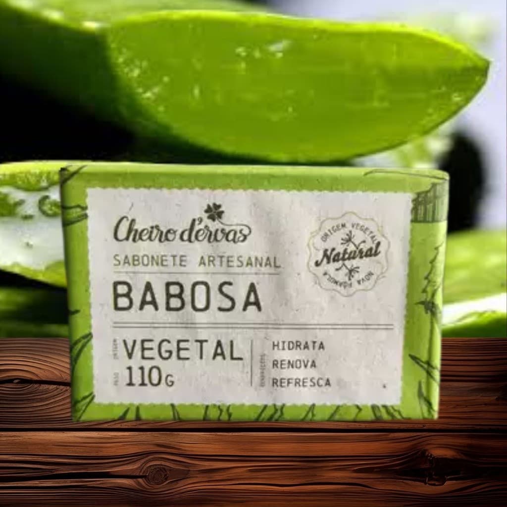 Kit  Sabonete Vegetal e Artesanal em Barra Babosa 110g Cheiro D´Ervas - 3 ou 6 unidades