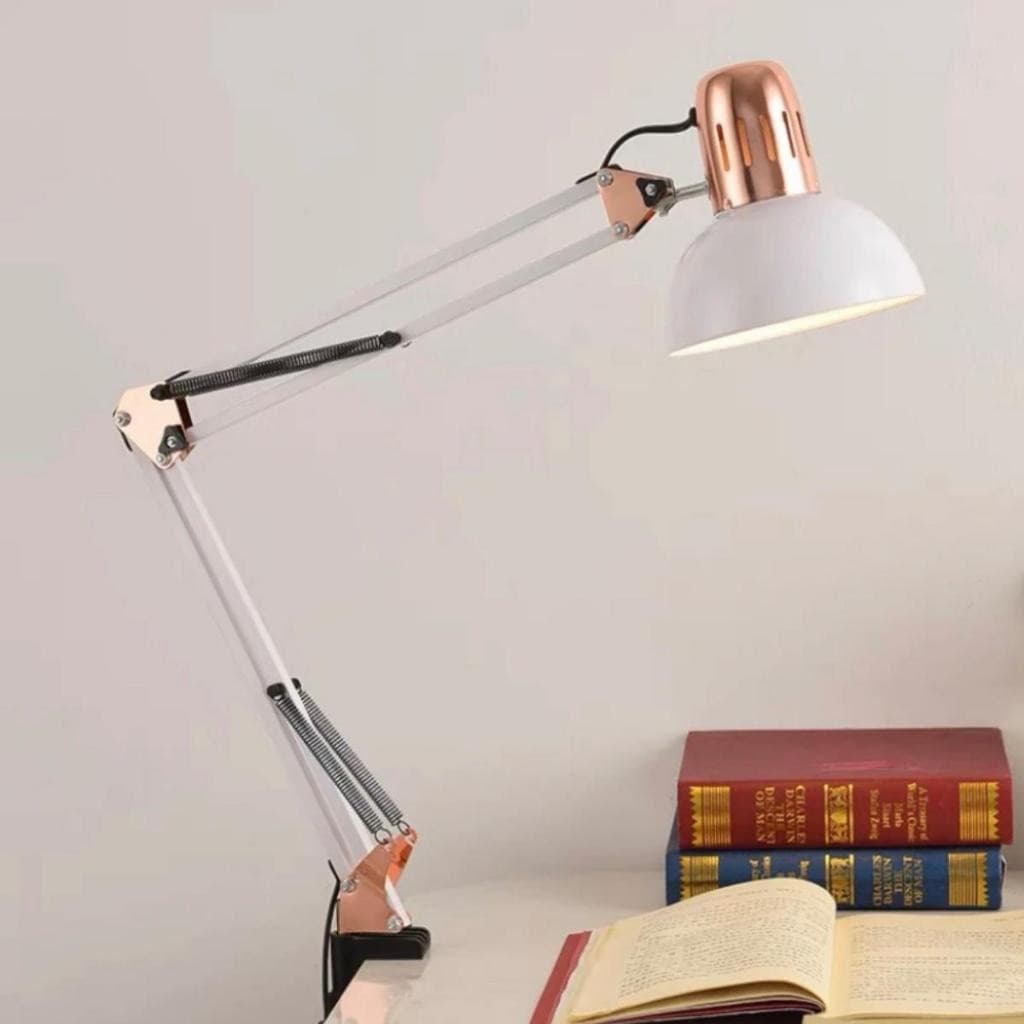 Luminária Pixar Luxo com Detalhes Rose - Articulada Com Garra