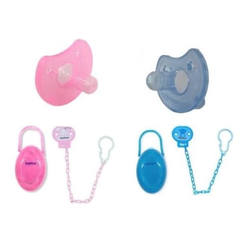 Chupeta Calmante Bico Redondo Fase 1 mais Porta Chupeta mais Prendedor Marca Baby Nany