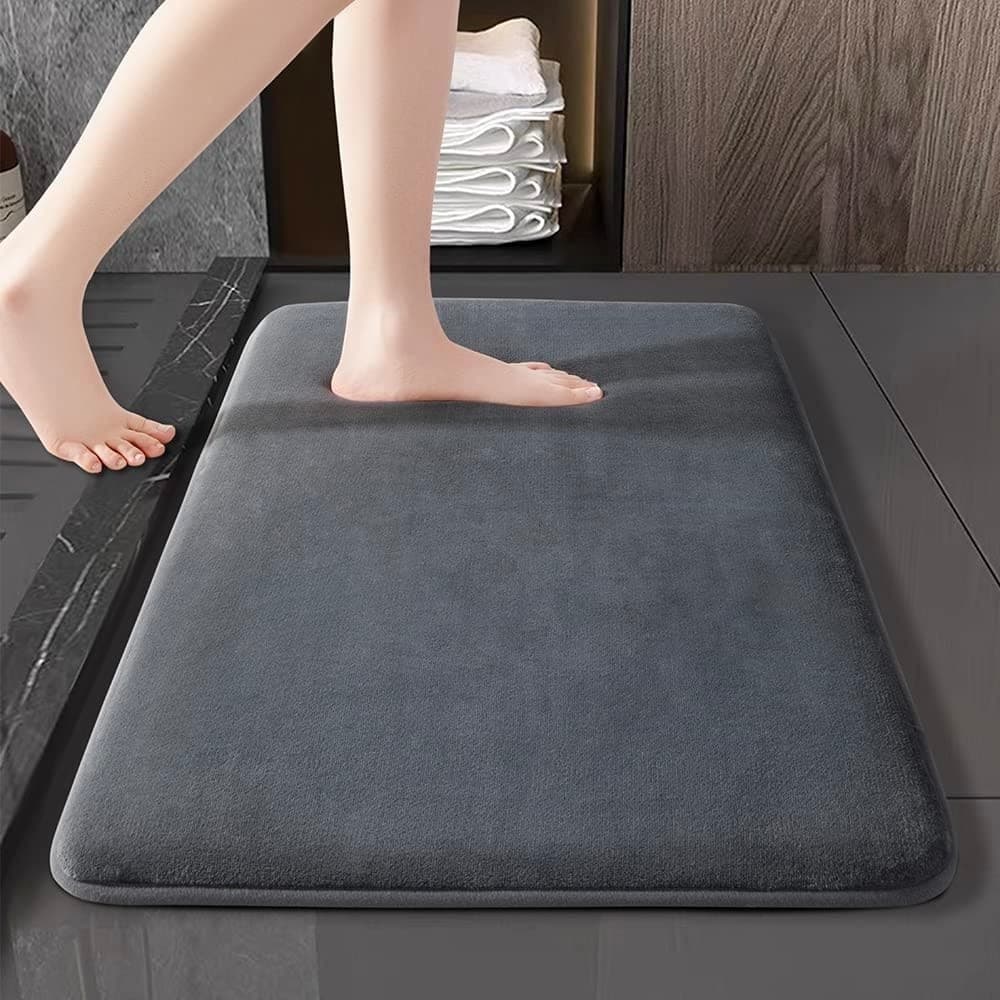 Tapete De Banho De Veludo Coral Super Absorvente Antiderrapante De Água Para Entrada De Banheiro