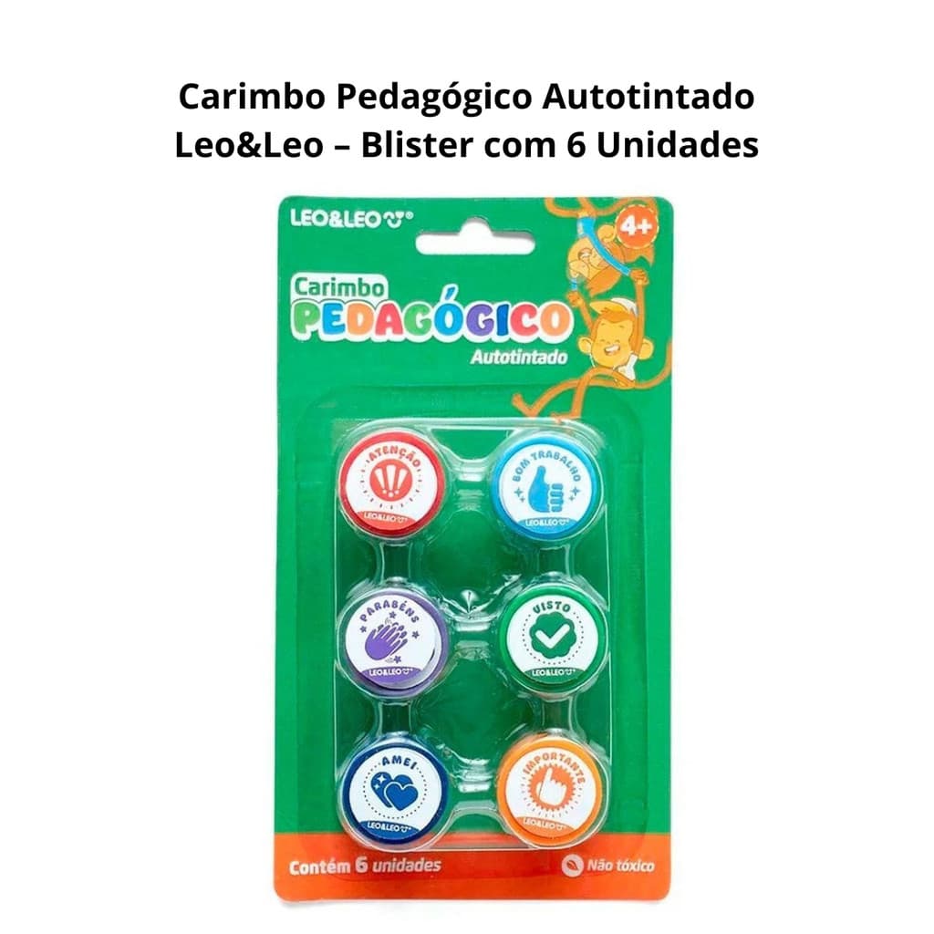 Carimbo Pedagógico Autotintado – Blister com 6 Unidades -  Leo&Leo