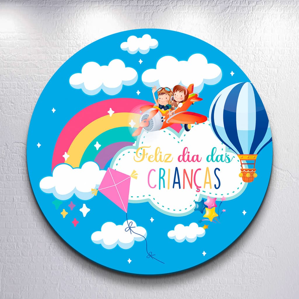 Capa Painel Decoração Dia Das Crianças Festa Infantil Tamanhos Mini e Grande Redondo Sublimada