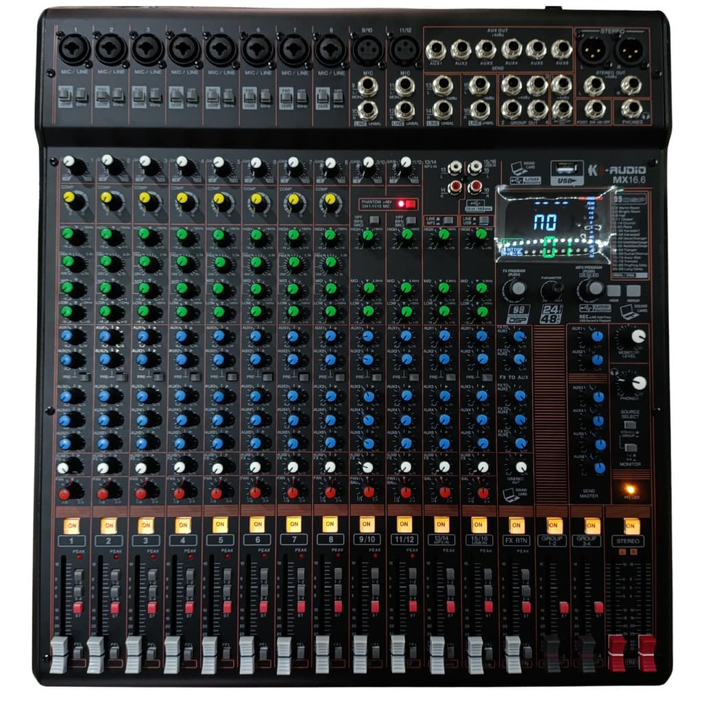 Mesa de Som Analógica K-Audio MX16.6 Console de Mixagem