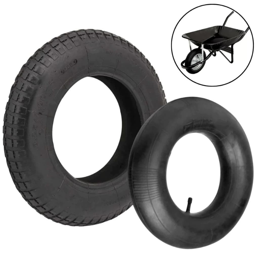 Kit Pneu E Câmara De Ar 3.25-8 Para Carrinho De Mão